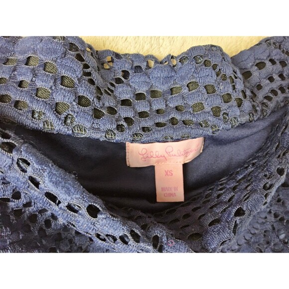 Lilly Pulitzer Women's Lace Overlay Mini Dress Navy Size XS - Picture 3 of 4